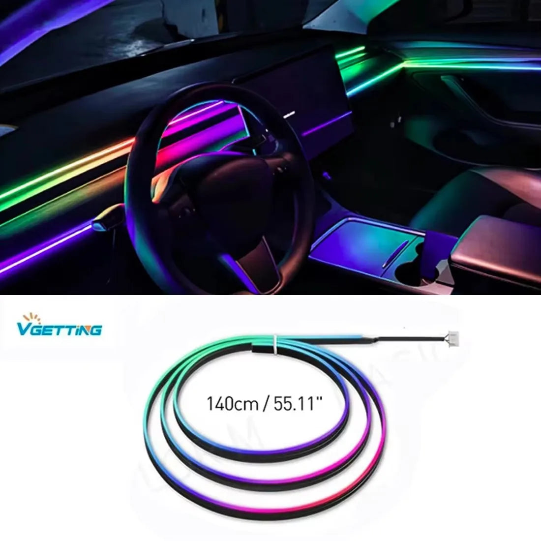 Universal Acrylic LED Ambient Lights Strip Symphony RGB Atmosphere Lamp For Tesla Model 3 Y S X Interior Accessories