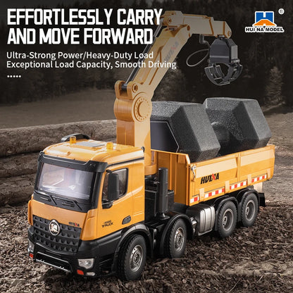 HUINA 1538 26CH RC Semi-alloy Truck 1/14 Remote Control with Wood Grab Dump Engineering Truck Dump Car Model Toy Children