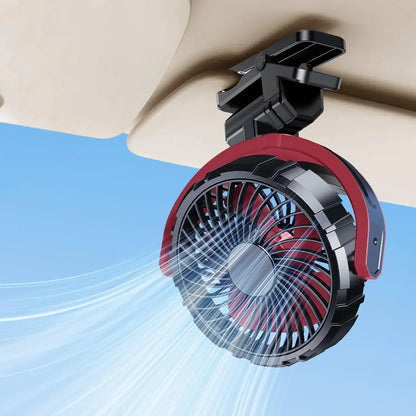 Car Cooling Clamp Fan 2000mAh USB Rechargeable Fan Burshless Cooler 900° Rotatable Portable Cooling Tool Car Electronic