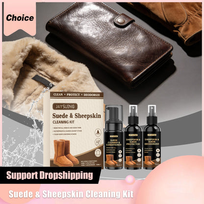 Suede & Sheepskin Clean Kit Nourish Protect Boost Stain Remove Efficiency Resist Water Light Stains Leather Material Cleaner Set
