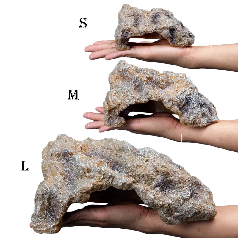 Reptile Rock Hide Cave Resin Turtle Basking Platform Shelter for Lizard hideout Reptile bearded dragon Amphibian Terrarium