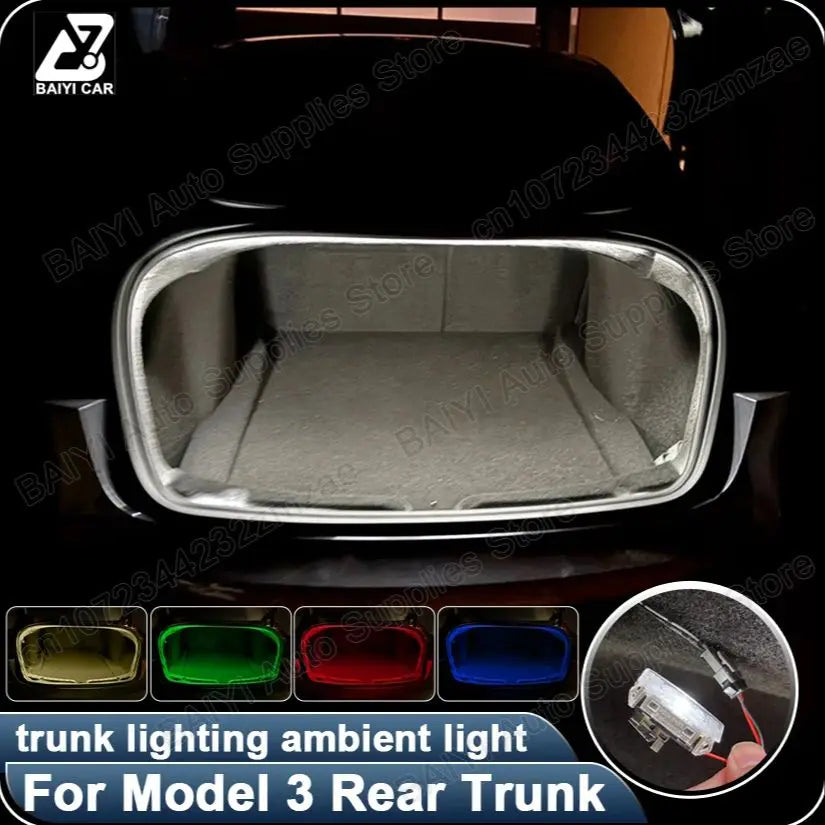 For Tesla MODEL 3 highland Car trunk light bar, Plug & play Rear luggage decoration lights, LED Car interior atmosphere light