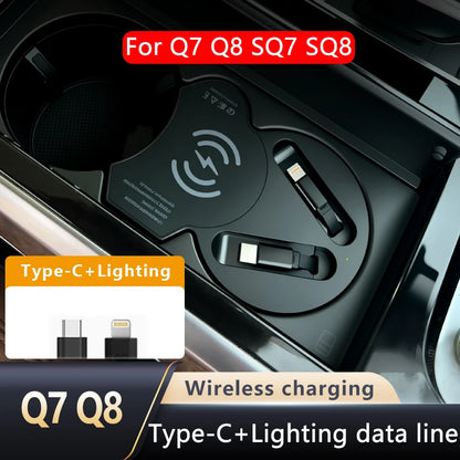 For Q7 Q8 SQ7 SQ8 15W Car Wireless Charger Wireless Charging Cigarette Lighter Fast Charging for iPhone, Huawei, Samsung, Xiaomi