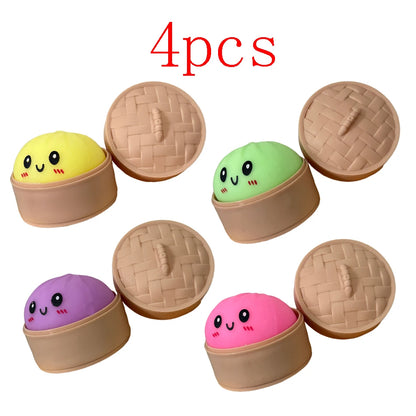 5.5cm Hot Glitter Dumpling Squishy with Box Dumplings Sensory Squeeze Toy for Stress Relief Fans Birthday Day Gifts