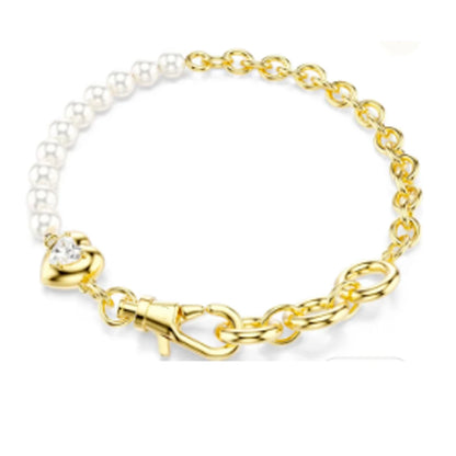 New shoe imitation pearl colored mixed cut crystal inlaid teddy bear pendant exquisite romantic bracelet