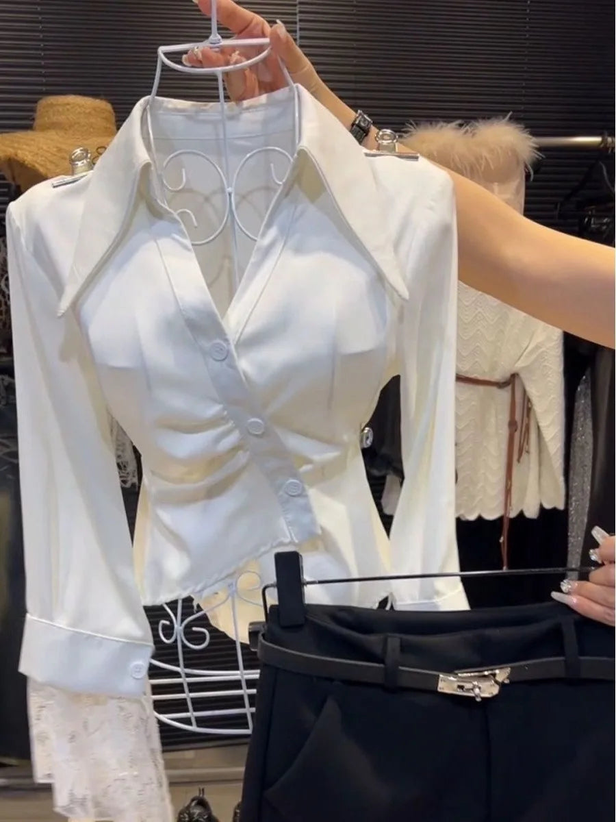 Elegant V-Neck Long Sleeve Women's Shirt Inner Wear Top Stylish Design Autumn Winter Polished Personality Soft Temperament