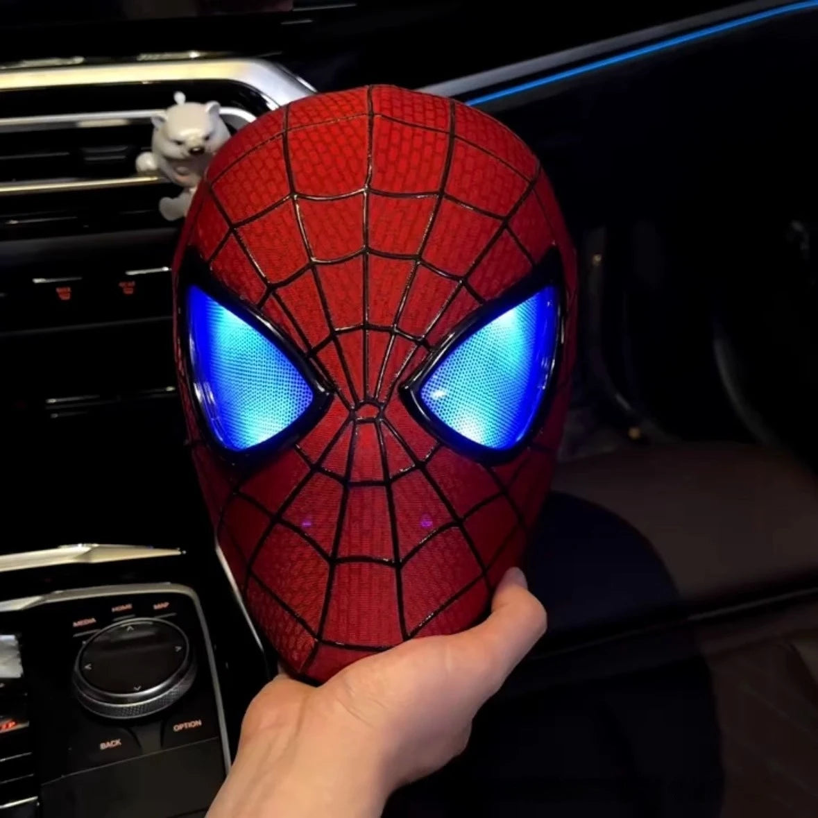 Amazing Spider Man Figure Mask 1:1 Wearable Headgear Helmet With Ring Control Eye Light Cosplay Props Collection Model Toy Gift