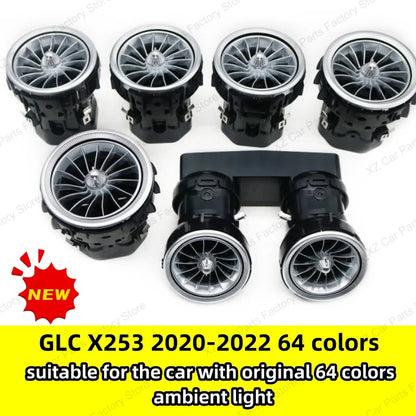 For Mercedes Benz C-class W205 Air Vent 3/64 Color Front and Rear Air Vent Ambient Light Turbine Nozzle Original APP Control