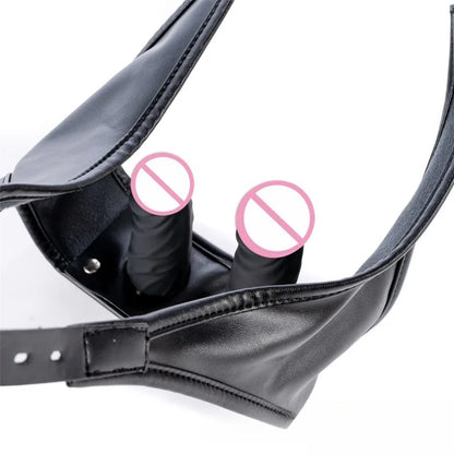 Erotic Bondage Harness Panties with No Vibration Silicone Dildo Vaginal Anal Plug for Women Intimate Strap-on Chastity Pants