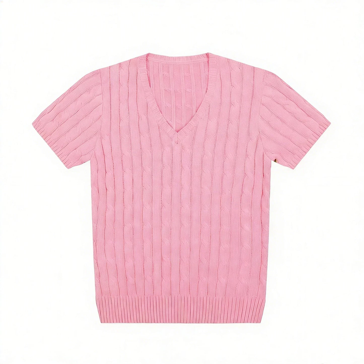 women's t-shirts and polos old money v neck t shirt woman solid color embroidered knitted Women's t shirt Women's polo shirt