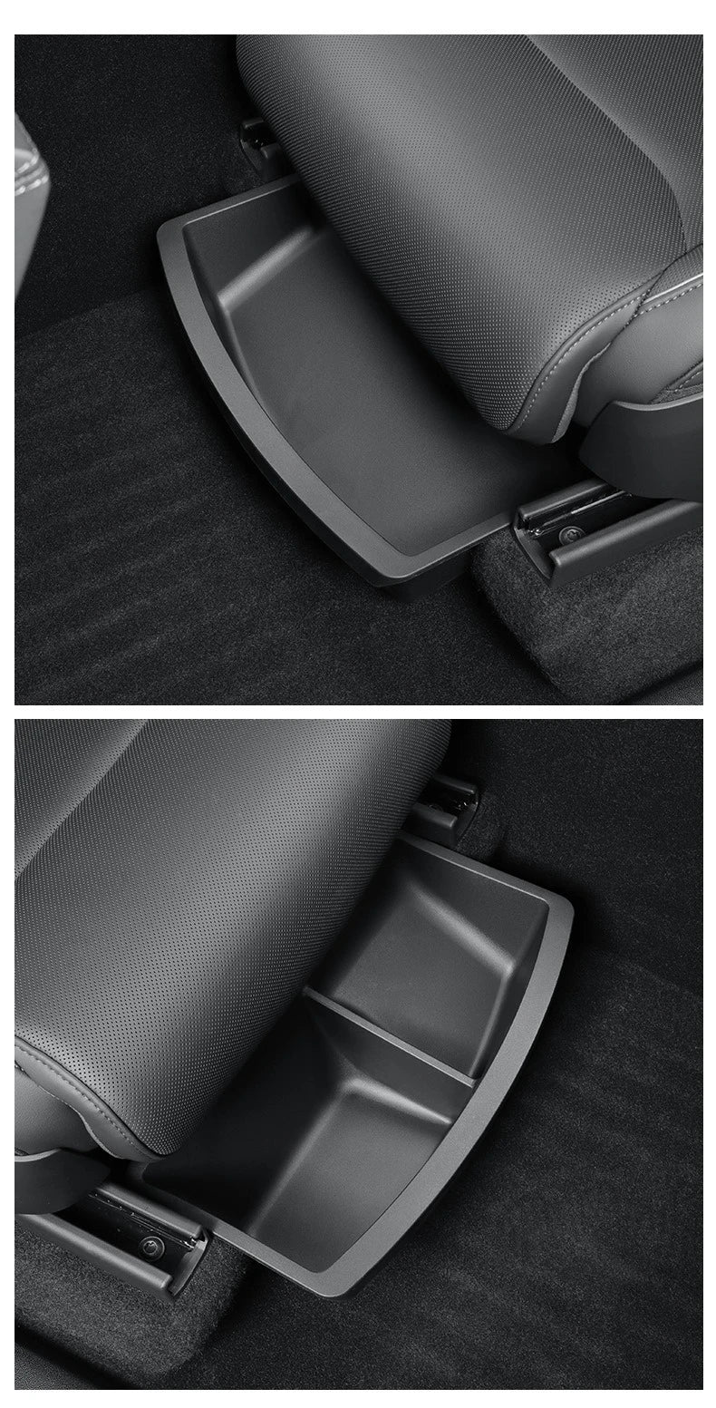 Under Seat Storage Box For Tesla Model YL 2025-2026 TPE Drawer Front Under Seat Organizer Trash Can Car Interior Accessories ﻿