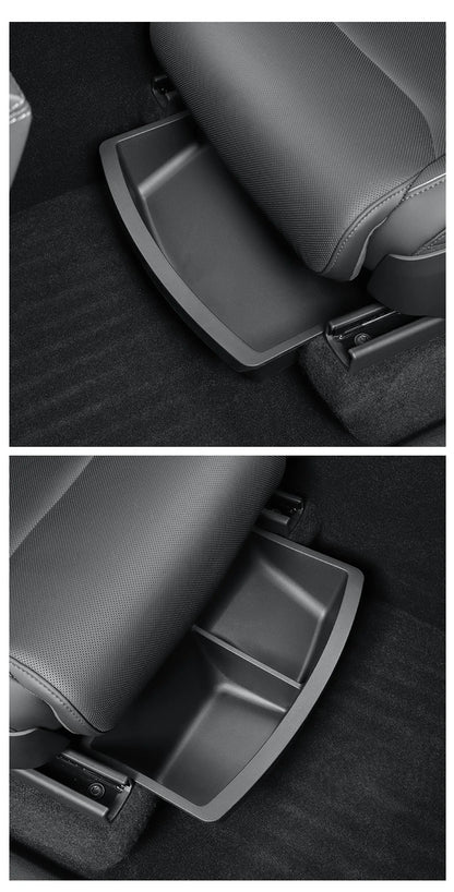 Under Seat Storage Box For Tesla Model YL 2025-2026 TPE Drawer Front Under Seat Organizer Trash Can Car Interior Accessories ﻿