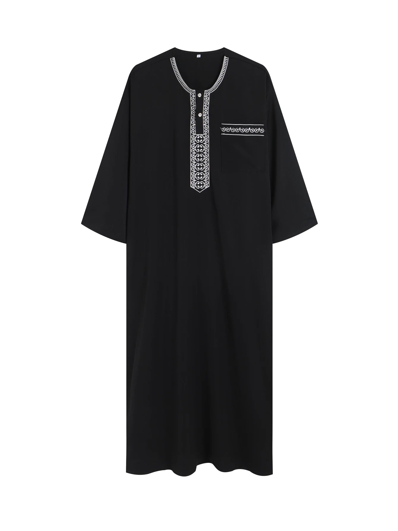 2025 Men's Traditional Boubou Jalabiyas Jubbah Embroidered Muslim Thobe Islamic Clothing Ramadan Robe Abaya for Moroccan Men