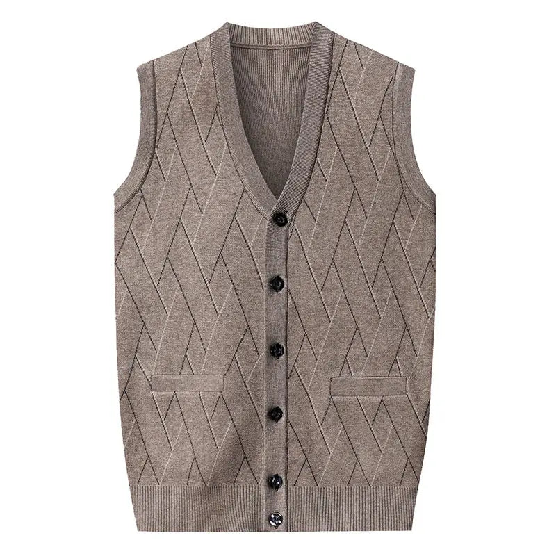 2025 Autumn Winter Men's Knitted Cardigan Vest Thickened Shawl Collar Button Casual Knitwear Stylish Korean Outdoor
