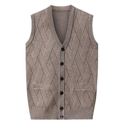 2025 Autumn Winter Men's Knitted Cardigan Vest Thickened Shawl Collar Button Casual Knitwear Stylish Korean Outdoor