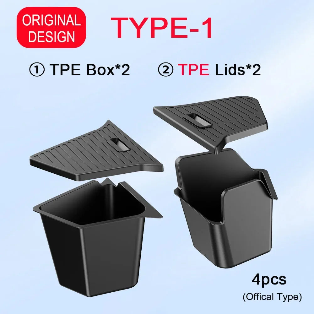 For Tesla Model Y Juniper Trunk Organizer Side Storage Box Bin Organizer Flocked TPE Mat Anti-dirty 2025 2026 Travel Accessories