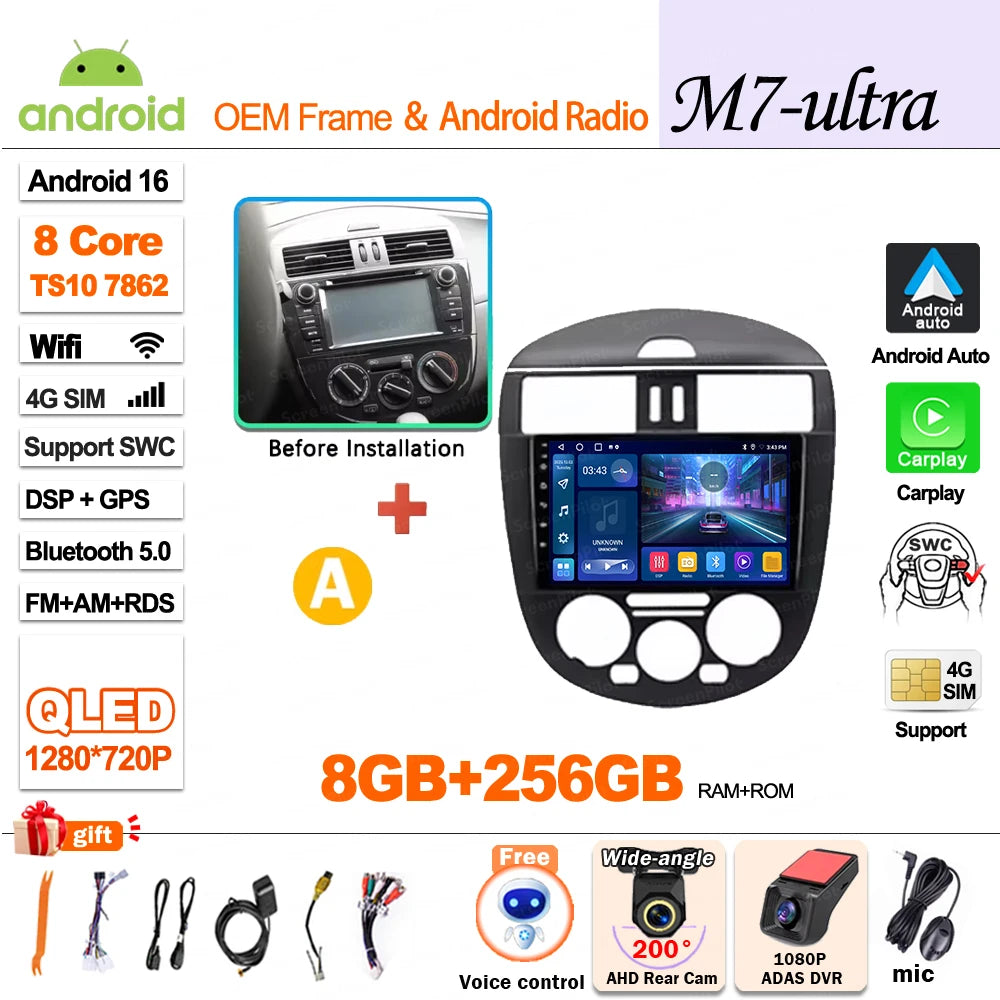 9 inch for Nissan Pulsar 6 NB17 2014 - 2018 Android 16 Wireless CarPlay Car Radio Video Multimedia Player GPS Navi DSP Stereo 4G