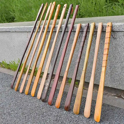 Long Handle Wooden Shoe Horn for Elderly People Home Use Stretchable Clog Puller Household Shoe Scraper Comfortable to Wear