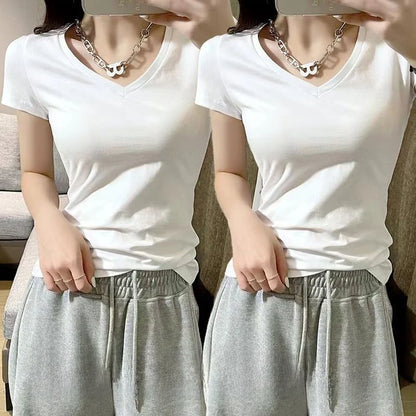 Summer Women's Slim Fit Short Sleeve T-Shirt Half Sleeve Base Shirt Versatile Base Layer Top Quality Polyester Fiber Commute ...