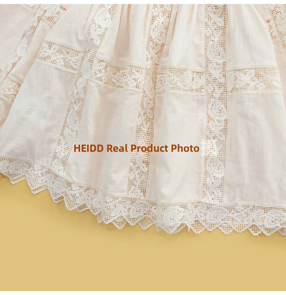 HEIDD Gentle Wave Collar Embroidered Heavy Work Loose Shirt Women's Spring 2026 Breathable Long Sleeve Cotton Gentle Style