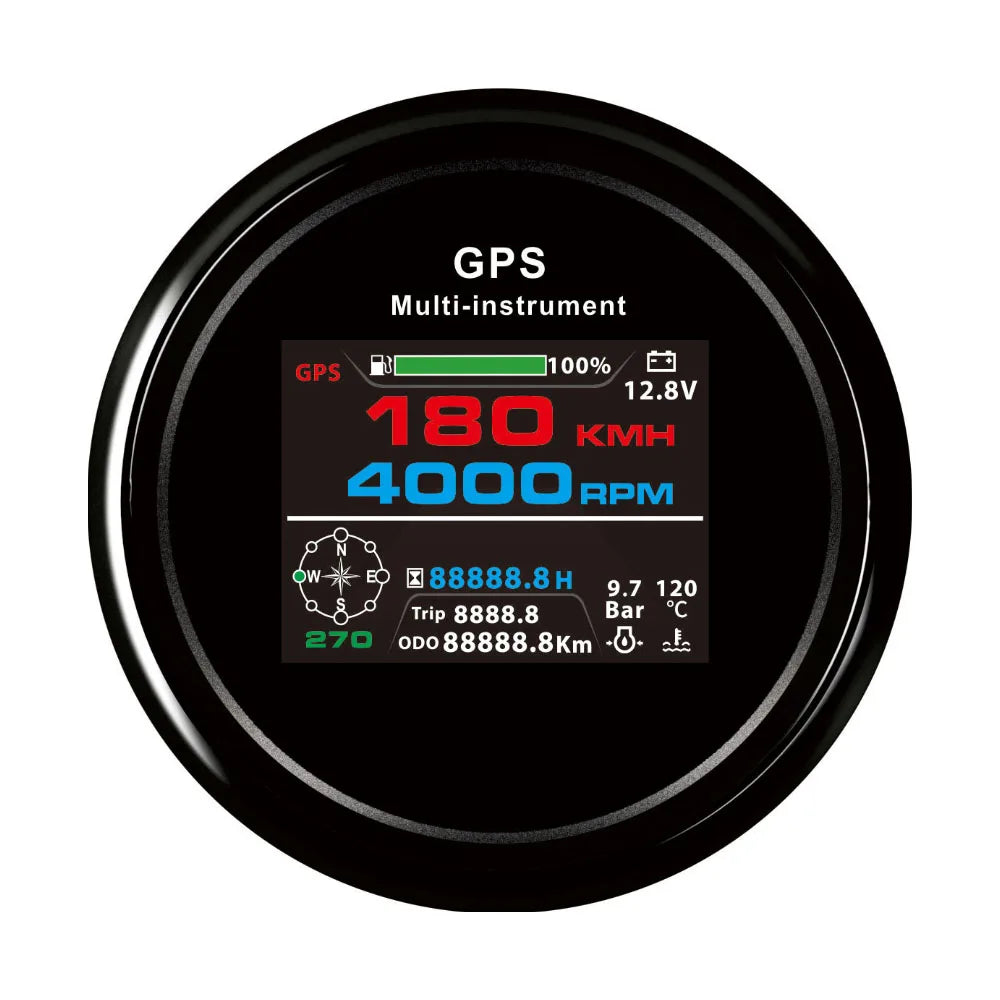 Rhaxel 10 in 1 Multifunction Gauge Digital 85mm GPS Speedometer with RPM Fuel Level Oil Pressure Voltmeter Gauge for Car Marine