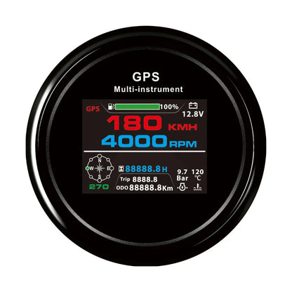 Rhaxel 10 in 1 Multifunction Gauge Digital 85mm GPS Speedometer with RPM Fuel Level Oil Pressure Voltmeter Gauge for Car Marine