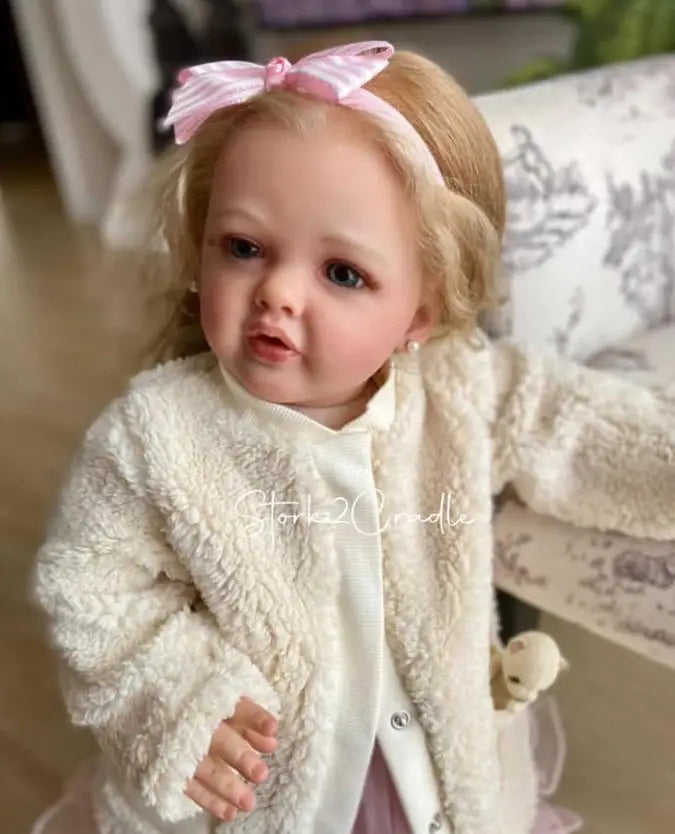 NPK 28Inch Huge Size Already Pained Unfinished 3D Draw SKin Bald Head DIY Doll Parts Reborn Betty Lifelike Baby Doll Kit