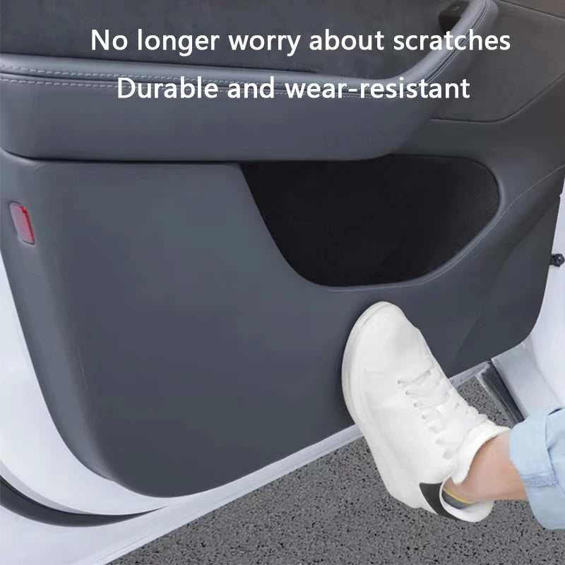 For Tesla Model YL 6-Seater Car Door Anti-Kick Pad Leather Sticker Trim Kit Side Door Protector Cover Car Interior Accessories
