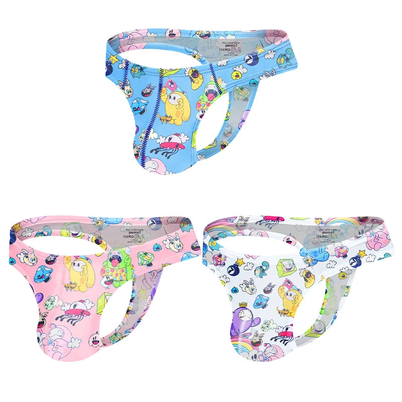 1/2/3PCS Man Thongs Underwear Hot Sale Modal Graffiti Printed Sexy Men Underpant Quick Dry Slip Panties Jockstrap Men's Thongs