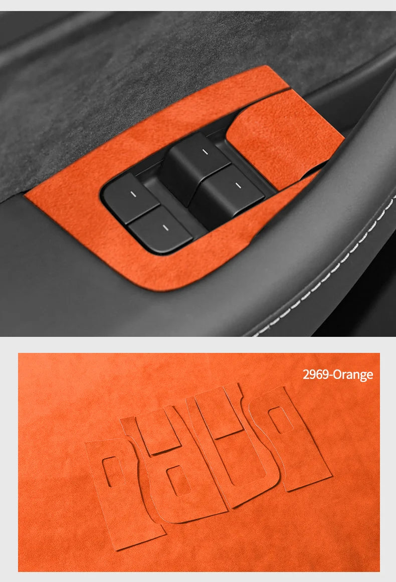 Top Suede For Tesla Model 3(2019-2023) Model Y(2019-2024) Car Window Control Panel Button Trim Sticker Interior Tuning Accessory