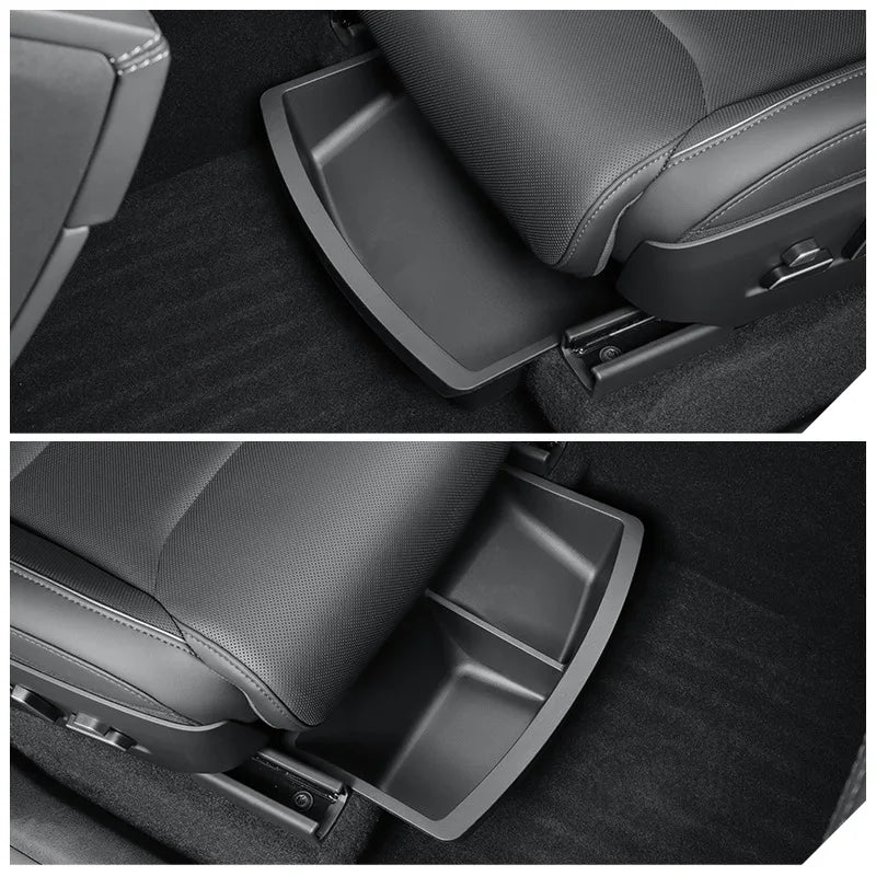 Under Seat Storage Box For Tesla Model YL 2025-2026 TPE Drawer Front Under Seat Organizer Trash Can Car Interior Accessories ﻿