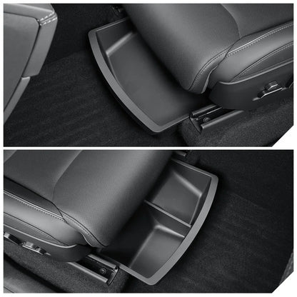 Under Seat Storage Box For Tesla Model YL 2025-2026 TPE Drawer Front Under Seat Organizer Trash Can Car Interior Accessories ﻿