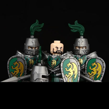 Green Dragon Raven Knights Shield Action Figures MOC Medieval Ancient Knights Scene Building Block Creative Toys for Children