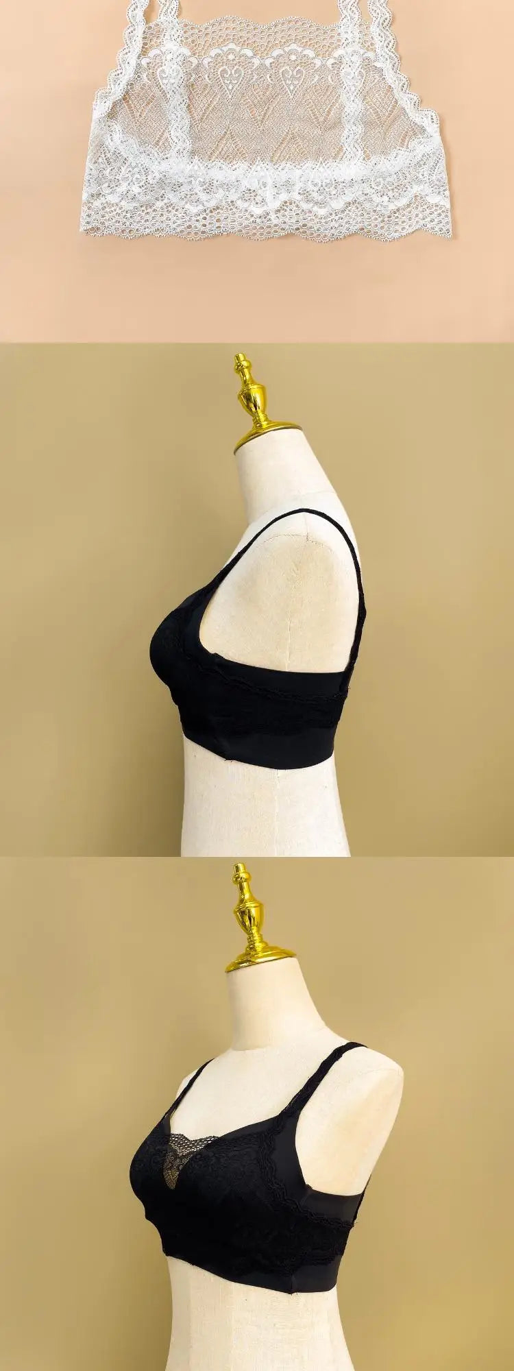 Low-Neck Lace Strap Vest Women's Sexy Backless Bralette Prevent Exposure Front Chest Back Design Short Length Casual Style