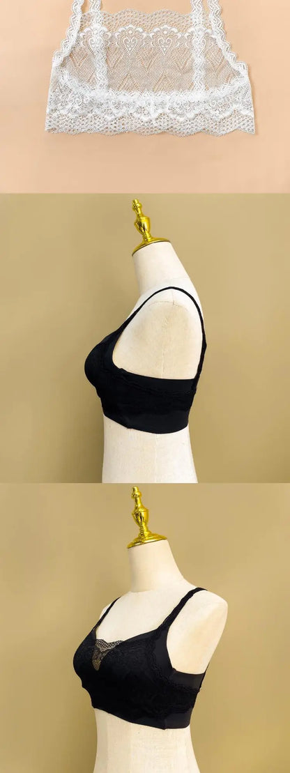 Low-Neck Lace Strap Vest Women's Sexy Backless Bralette Prevent Exposure Front Chest Back Design Short Length Casual Style