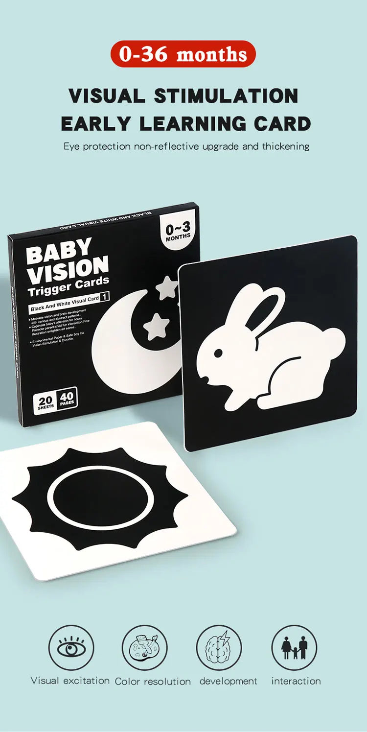 Black and red visual early education card for newborns, visual stimulation of color cognition, flashing new children's early edu