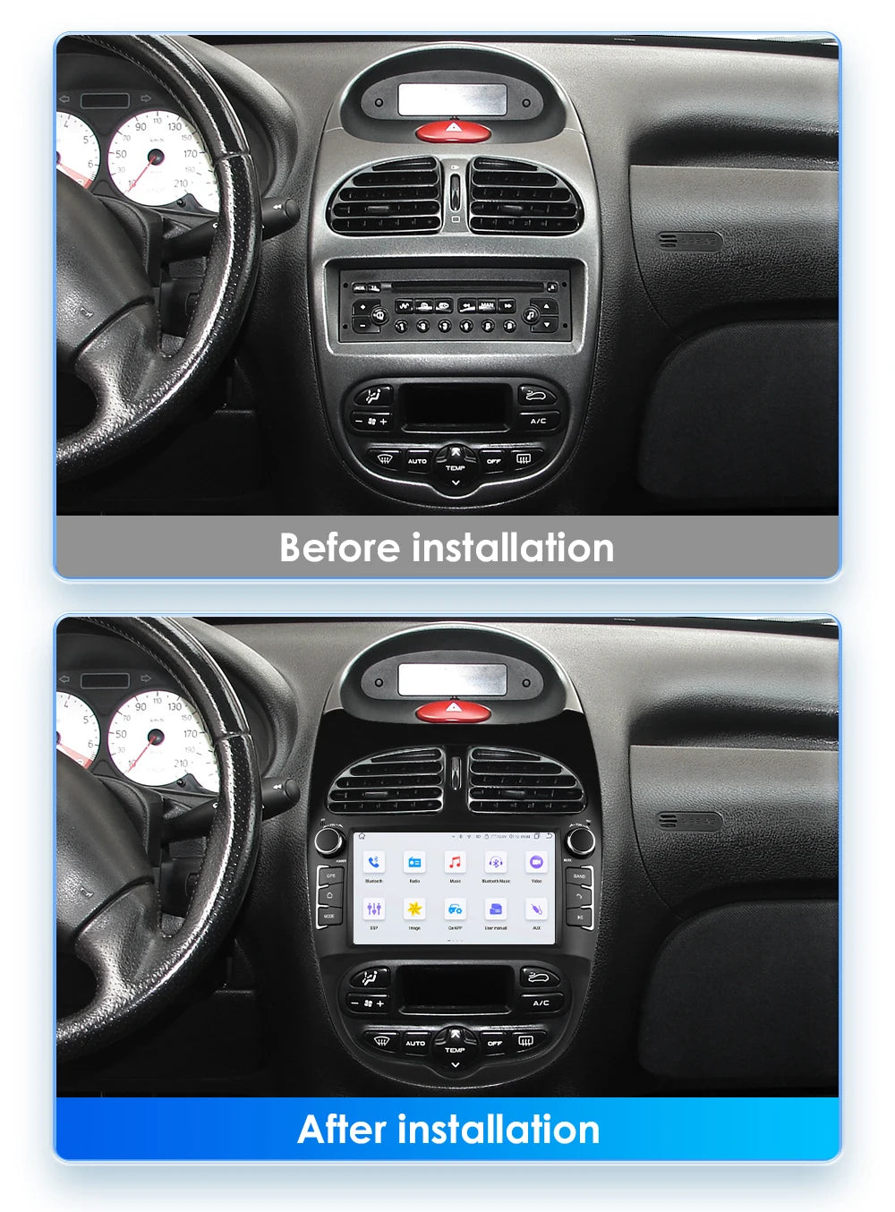 Android 14 Car radio for PEUGEOT 206 206CC 206SW 2000-2005 2006 2007 2008 Multimedia player GPS navi Video 7862 2din Autoradio