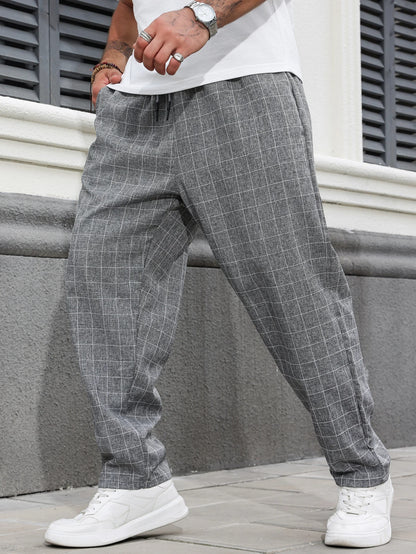 Men's Casual Plaid Pants Urban Fashion All Seasons Comfortable Fit Trousers for Casual Wear