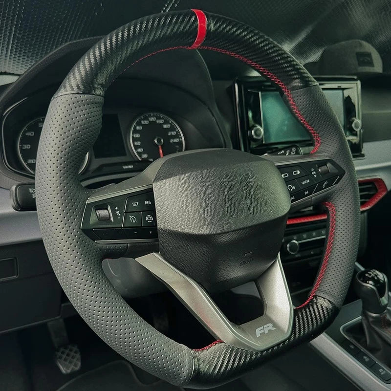 Nappa Leather Hand Stitched Steering Wheel Cover for Seat Leon Ibiza Fr Seat Fr Sport Cupra Ateca 2021-2023 Year for Seat Arona