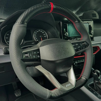 Nappa Leather Hand Stitched Steering Wheel Cover for Seat Leon Ibiza Fr Seat Fr Sport Cupra Ateca 2021-2023 Year for Seat Arona