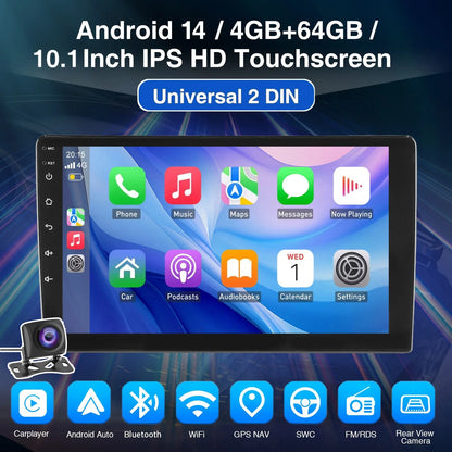 7"/9"/10“ 2 DIN Android 15 4+64G Car Stereo Multimedia Player Universal Carplay Android Auto GPS Navigation FM Radio Touchscreen