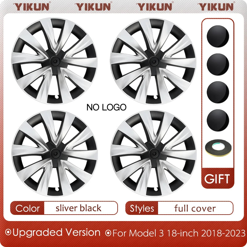 4PCS Hub Caps for Tesla Model 3 18 Inch Wheel Cover Performance Replacement Aero Wheels Full Rim Accessories 2018-2023 2022 2021
