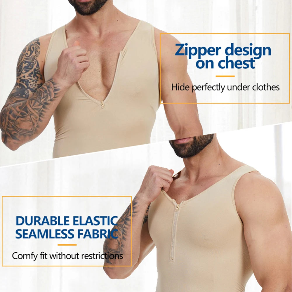 Men Body Shaper Bodysuit Tummy Control Shapewear Slimming Compression Underwear with Zipper Undershirt Fajas Para Hombres New in