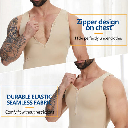 Men Body Shaper Bodysuit Tummy Control Shapewear Slimming Compression Underwear with Zipper Undershirt Fajas Para Hombres New in