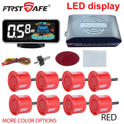 Backlight Multi Language Voice Broadcast LED Parking Display Reverse Radar Detector 4 Probes Universal Auto Safety Auxiliary Kit
