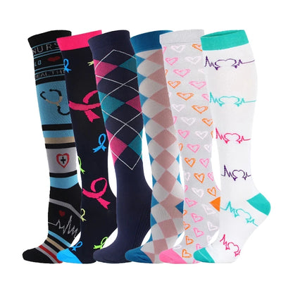 3/5/6 Pairs Compression Socks Exercise Mountaineering Running Sports Socks Elastic Medical Blood Circulation Swelling Nurse Sock