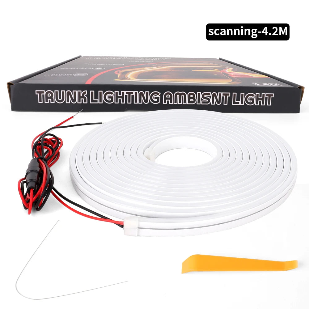 Car High Brightness Trunk Lighting Ambient Light Super Bright Interior Decoration Car Trunk Universal Silicone COB Light Strip