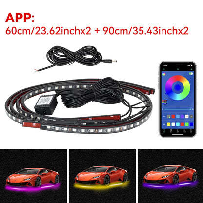 Waterproof Flexible LED Strip Light RGB Underbody Neon Light Auto Decorative Atmosphere Lamp
