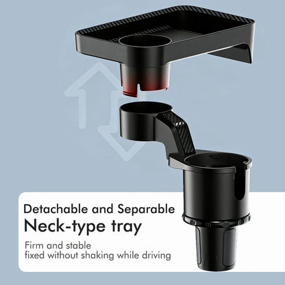 Car Cup Holder Expander Multi-Function Drink Holder with Food Table 360-Degree Adjustable Base Tray for Snack