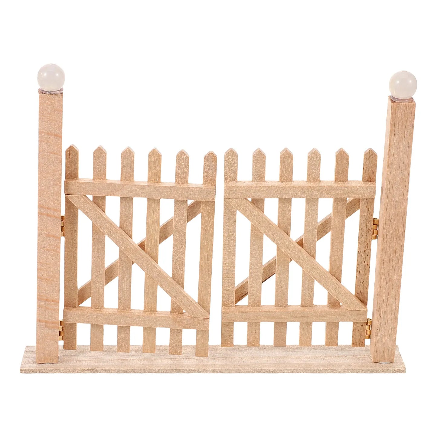 Wooden Miniature Double Door :12 Scale Dollhouse Exterior Garden Fence Realistic Sturdy Natural Texture DIY Scene